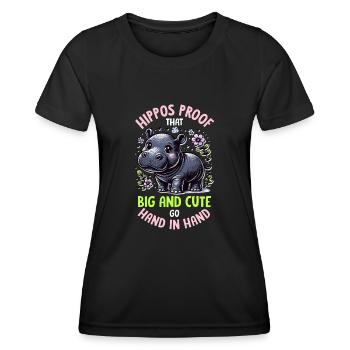 Nilpferd - Frauen Funktions-T-Shirt - Schwarz - Vorne - AI Model Female 172 light (172cm)