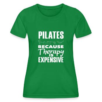 Pilates because therapy is expensive - Women's Functional T-Shirt - kelly green - Front - AI Model Female 172 dark (172cm)