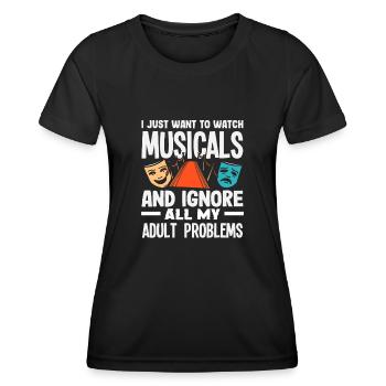Amateur de comédie musicale Je veux voir des comédies musicales - T-shirt sport Femme - noir - Devant - AI Model Female 172 light (172cm)