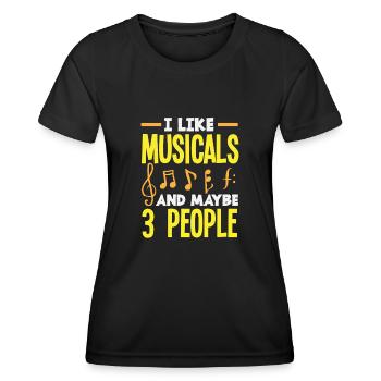 J’aime les comédies musicales et peut-être les comédies musicales pour 3 personnes - T-shirt sport Femme - noir - Devant - AI Model Female 172 light (172cm)