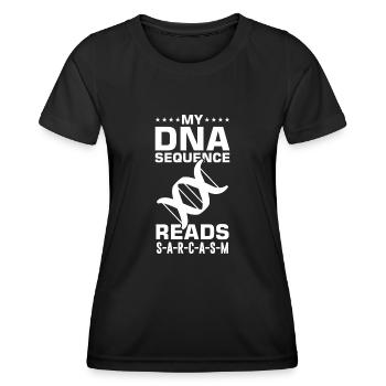Test ADN génétique Crispr Microbiology - T-shirt sport Femme - noir - Devant - AI Model Female 172 light (172cm)