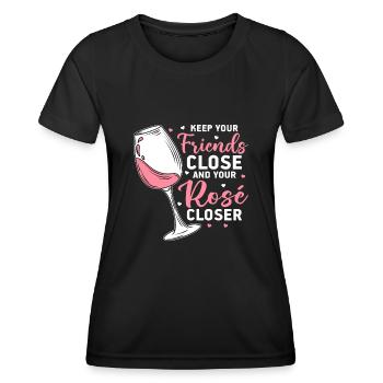 Wein Rosé - Frauen Funktions-T-Shirt - Schwarz - Vorne - AI Model Female 172 light (172cm)