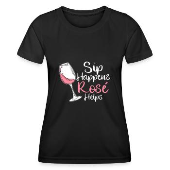 Wein Rosé - Frauen Funktions-T-Shirt - Schwarz - Vorne - AI Model Female 172 light (172cm)