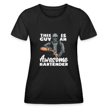 Ce gars est un super barman - T-shirt sport Femme - noir - Devant - AI Model Female 172 light (172cm)