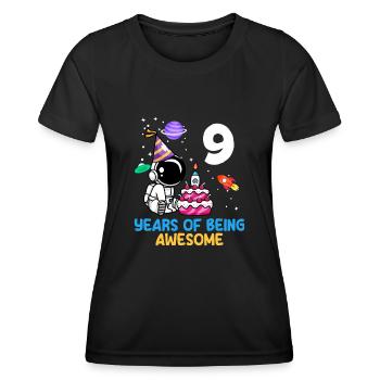 9 Jahre Space Abenteuer Coolness - Frauen Funktions-T-Shirt - Schwarz - Vorne - AI Model Female 172 light (172cm)