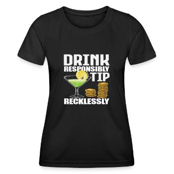 Barkeeper Drink Responsibly Tipp Recklessly - Frauen Funktions-T-Shirt - Schwarz - Vorne - AI Model Female 172 light (172cm)