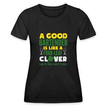 Ein Guter Barkeeper Ist Ein Glücksklee - Frauen Funktions-T-Shirt - Schwarz - Vorne - AI Model Female 172 light (172cm)
