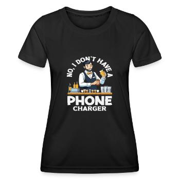 Barman Non, je n’ai pas de chargeur - T-shirt sport Femme - noir - Devant - AI Model Female 172 light (172cm)