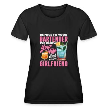 Soyez gentil avec votre barman et nous le savons - T-shirt sport Femme - noir - Devant - AI Model Female 172 light (172cm)