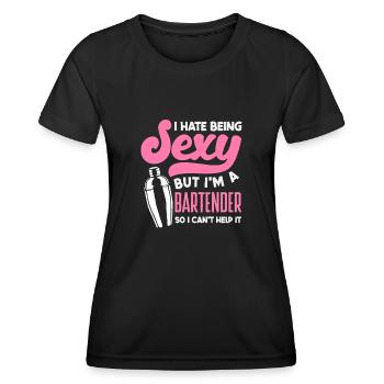Je suis barmaid et sexy - T-shirt sport Femme - noir - Devant - AI Model Female 172 light (172cm)