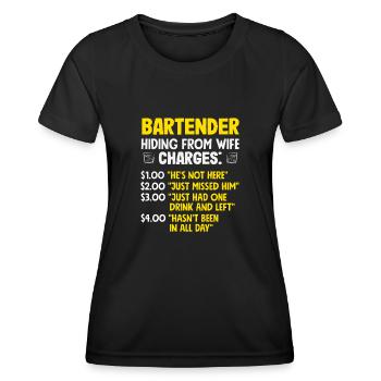 Bartender Versteckt Sich Vor Der Frau - Frauen Funktions-T-Shirt - Schwarz - Vorne - AI Model Female 172 light (172cm)