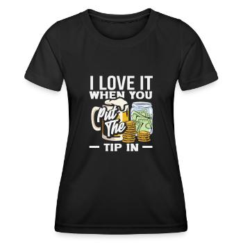 Ich Liebe Es Wenn Du Trinkgeld Gibst Bartender - Frauen Funktions-T-Shirt - Schwarz - Vorne - AI Model Female 172 light (172cm)