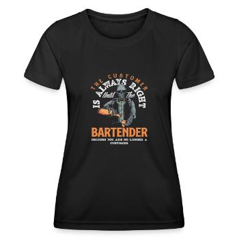 Le client a raison jusqu’à ce que le barman se décide - T-shirt sport Femme - noir - Devant - AI Model Female 172 light (172cm)