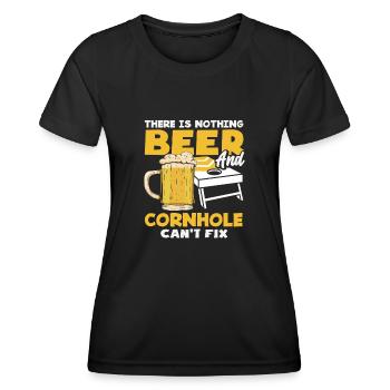 Cornhole Liebhaber Bier Und Cornhole Spaß - Frauen Funktions-T-Shirt - Schwarz - Vorne - AI Model Female 172 light (172cm)