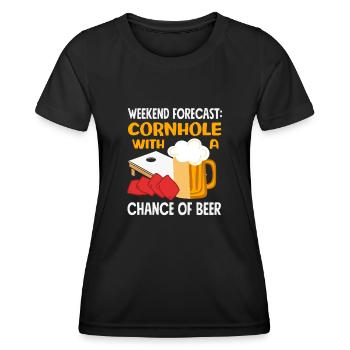 Cornhole Liebhaber Wochenende Prognose - Frauen Funktions-T-Shirt - Schwarz - Vorne - AI Model Female 172 light (172cm)