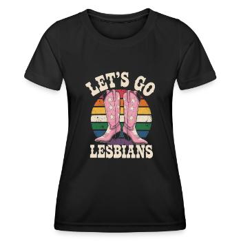 Let's Go Lesbians Lesbe Lesbisch - Frauen Funktions-T-Shirt - Schwarz - Vorne - AI Model Female 172 light (172cm)