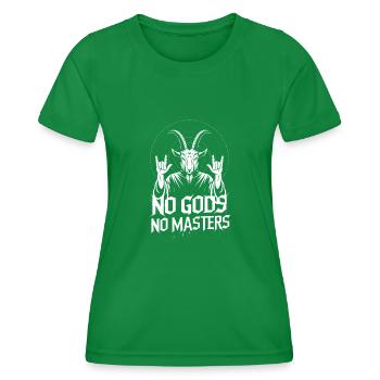 No Gods! No Masters! Atheist, Satanist, Religion - Women's Functional T-Shirt - kelly green - Front - AI Model Female 172 dark (172cm)