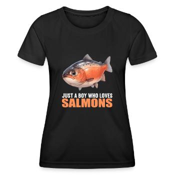 Saumon Saumon - T-shirt sport Femme - noir - Devant - AI Model Female 172 light (172cm)
