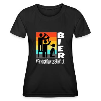 Service de destruction de bière - T-shirt sport Femme - noir - Devant - AI Model Female 172 light (172cm)