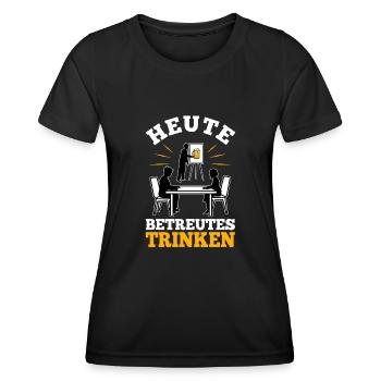Heute Betreutes Trinken - Frauen Funktions-T-Shirt - Schwarz - Vorne - AI Model Female 172 light (172cm)