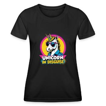 Je suis une licorne déguisée - T-shirt sport Femme - noir - Devant - AI Model Female 172 light (172cm)