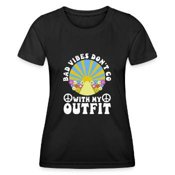 Bad vibes don’t go with my outfit - Frauen Funktions-T-Shirt - Schwarz - Vorne - AI Model Female 172 light (172cm)