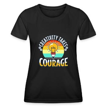 Creativity Takes Courage - Frauen Funktions-T-Shirt - Schwarz - Vorne - AI Model Female 172 light (172cm)