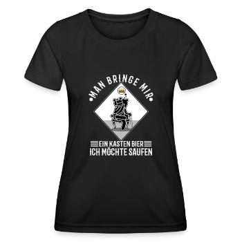 Man bringe mir ein Kasten Bier, ich möchte saufen - Frauen Funktions-T-Shirt - Schwarz - Vorne - AI Model Female 172 light (172cm)