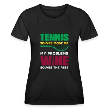 Joueurs de tennis : le tennis résout la plupart des problèmes - T-shirt sport Femme - noir - Devant - AI Model Female 172 light (172cm)
