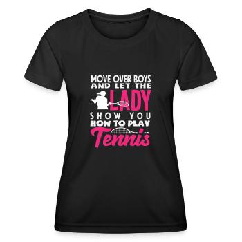 Tennis Spieler Lass Die Dame Zeigen - Frauen Funktions-T-Shirt - Schwarz - Vorne - AI Model Female 172 light (172cm)