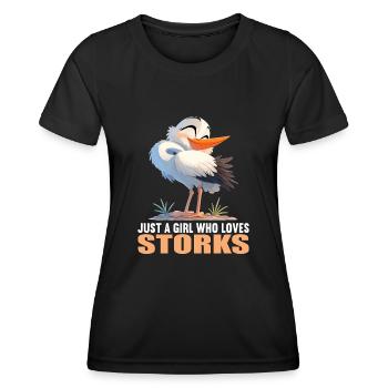 Störche Storch - Frauen Funktions-T-Shirt - Schwarz - Vorne - AI Model Female 172 light (172cm)