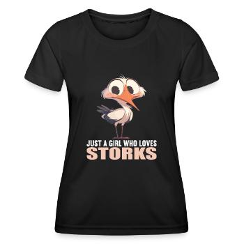 Störche Storch - Frauen Funktions-T-Shirt - Schwarz - Vorne - AI Model Female 172 light (172cm)