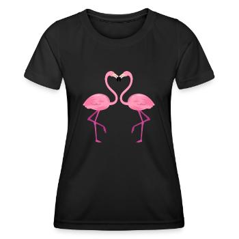 Flamingo Heart Shape Love Saint-Valentin Été - T-shirt sport Femme - noir - Devant - AI Model Female 172 light (172cm)