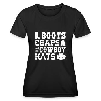 Bottes Chaps Et Chapeaux de Cowboy - T-shirt sport Femme - noir - Devant - AI Model Female 172 light (172cm)