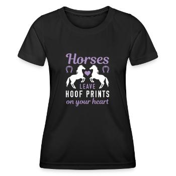 Les chevaux laissent des empreintes de sabots sur votre cœur - T-shirt sport Femme - noir - Devant - AI Model Female 172 light (172cm)