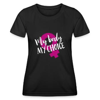 Mon corps mon choix - T-shirt sport Femme - noir - Devant - AI Model Female 172 light (172cm)