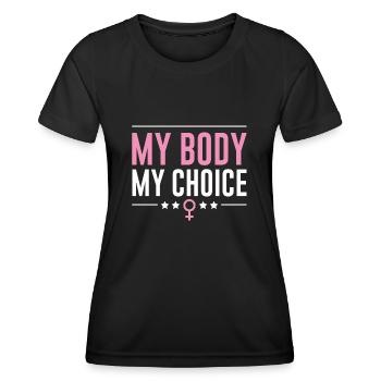 Mon corps mon choix - T-shirt sport Femme - noir - Devant - AI Model Female 172 light (172cm)