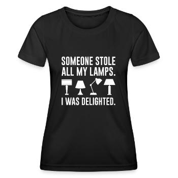 Jemand hat alle meine Lampen gestohlen - Frauen Funktions-T-Shirt - Schwarz - Vorne - AI Model Female 172 light (172cm)
