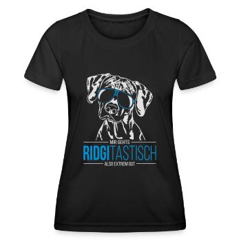 RIDGITASTISCH Rhodesian Ridgeback Wilsigns Hunde - Frauen Funktions-T-Shirt - Schwarz - Vorne - AI Model Female 172 light (172cm)