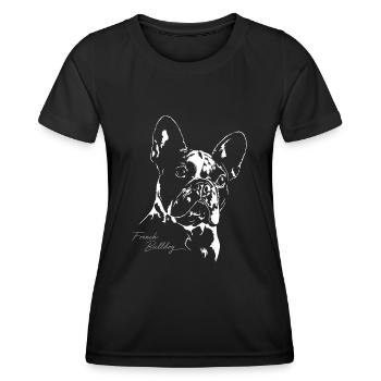 FRENCH BULLDOG Portrait Wilsigns Frenchie Hunde - Frauen Funktions-T-Shirt - Schwarz - Vorne - AI Model Female 172 light (172cm)