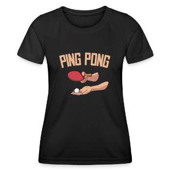 Servir Table Tennis Ball Joueur de Tennis de Table Ping - T-shirt sport Femme - noir - Devant - AI Model Female 172 light (172cm)