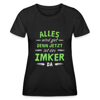 Alles wird gut denn jetzt ist der Imker da - Frauen Funktions-T-Shirt - Schwarz - Vorne - AI Model Female 172 light (172cm)
