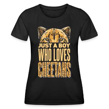 Kinder Leopard Gepard Junge - Frauen Funktions-T-Shirt - Schwarz - Vorne - AI Model Female 172 light (172cm)