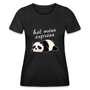 Hot Mess Express Lazy Cute Panda - T-shirt sport Femme - noir - Devant - AI Model Female 172 light (172cm)