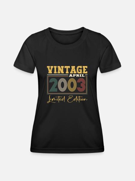 Millésime avril 2003 20ème anniversaire hommes 20 ans - T-shirt sport Femme - noir