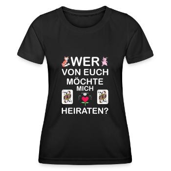 Doppelkopf Hochzeit Dame Fuchs Stammtisch Geschenk - Frauen Funktions-T-Shirt - Schwarz - Vorne - AI Model Female 172 light (172cm)