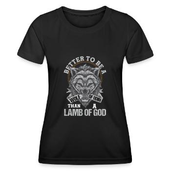 Wikinger Wölfe Odin Walhalla Wolf Skandinavien - Frauen Funktions-T-Shirt - Schwarz - Vorne - AI Model Female 172 light (172cm)