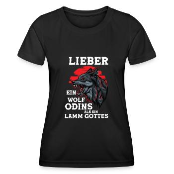 Wikinger Wölfe Odin Walhalla Wolf Geschenk Spruch - Frauen Funktions-T-Shirt - Schwarz - Vorne - AI Model Female 172 light (172cm)