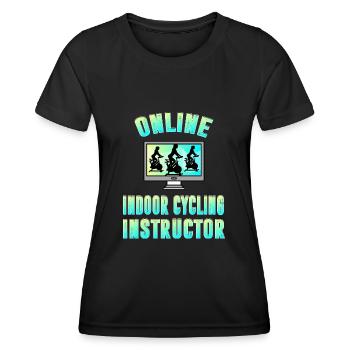 Online Indoor Cycling Instructor - Frauen Funktions-T-Shirt - Schwarz - Vorne - AI Model Female 172 light (172cm)