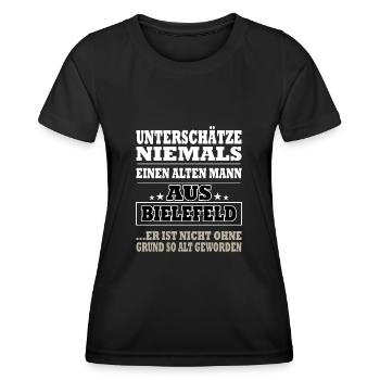 Alter Mann aus Bielefeld Bielefelder - Frauen Funktions-T-Shirt - Schwarz - Vorne - AI Model Female 172 light (172cm)
